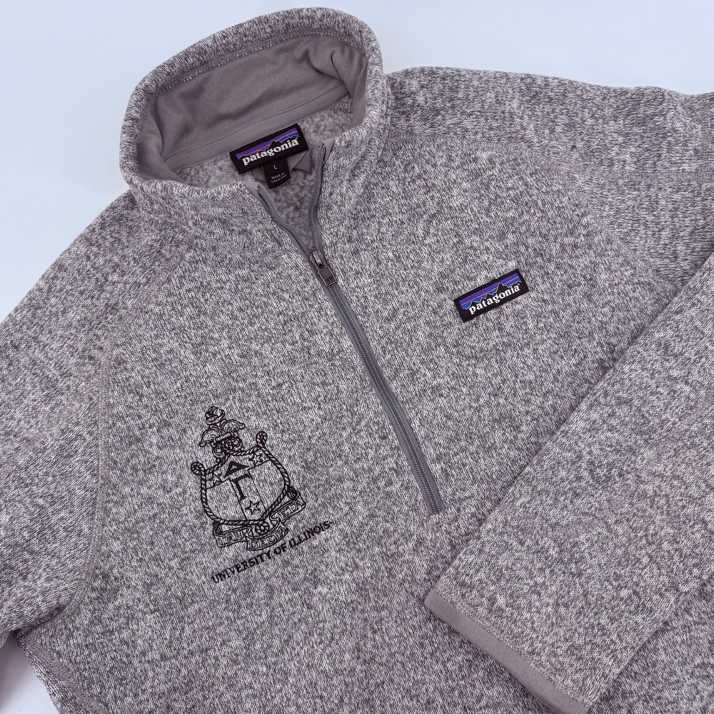 Patagonia Better Sweater 1/4 Zip Gray Fleece University of Illinois Large